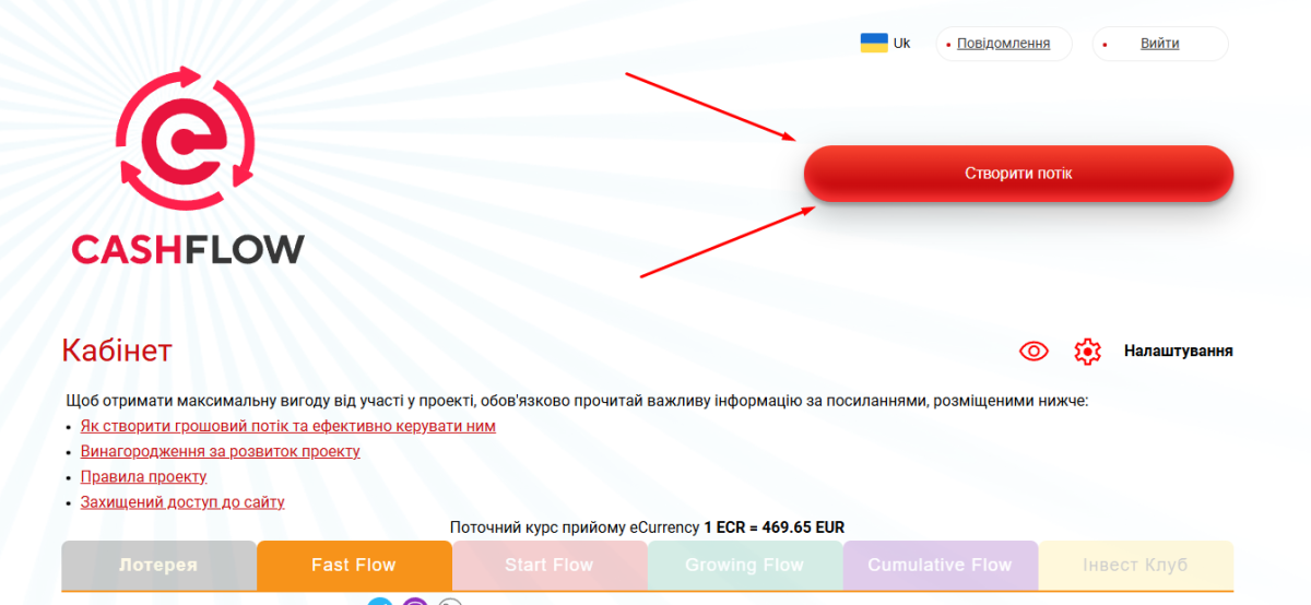 створення потоку Cash Flow